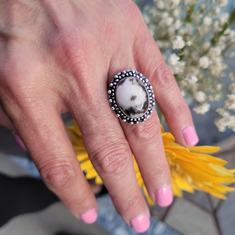 🤎White Buffalo Turquoise Ring Sterling Silver 925 - Picture 2 of 3